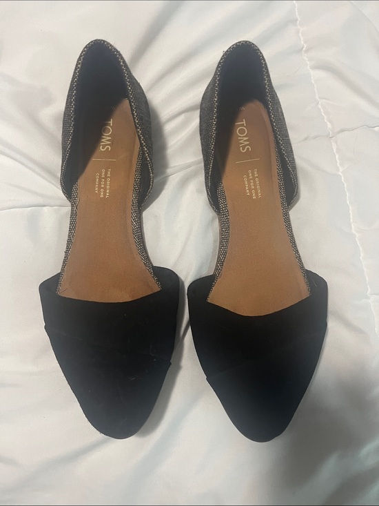 Toms Shoes - Toms Black Pointed D'Orsay Flats with Brown Insole